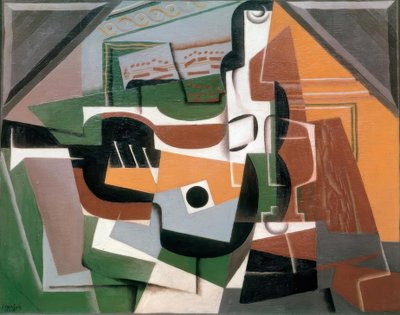 Guitarra, botella y vaso de Juan Gris